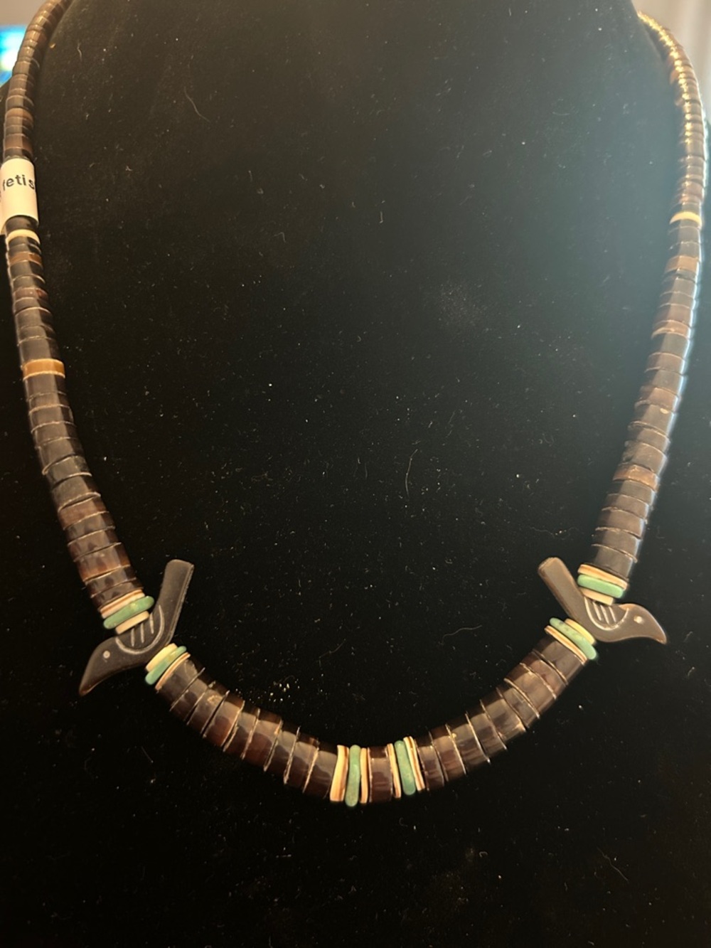 Handcrafted Brown and Turquoise Beaded Fetish Necklace